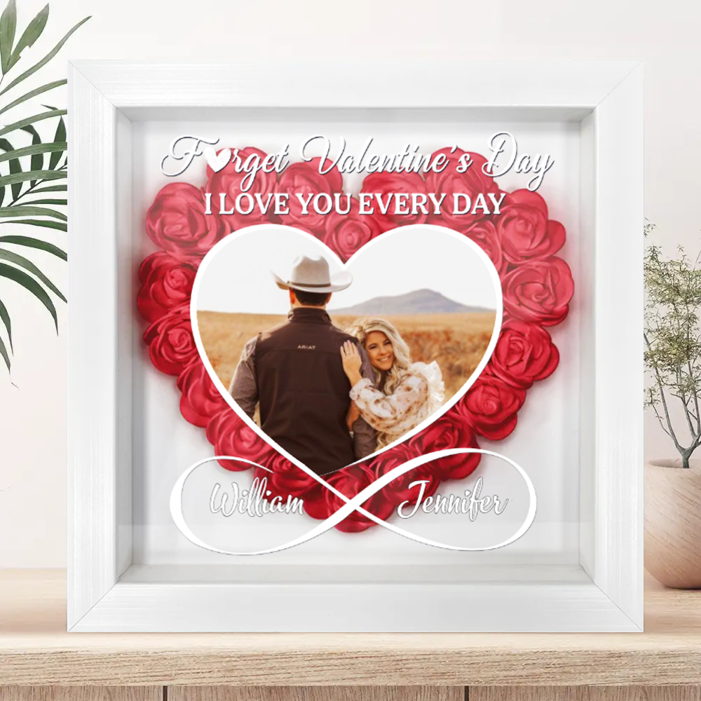 Custom Photo I Love You Everyday - Personalized Flower Shadow Box