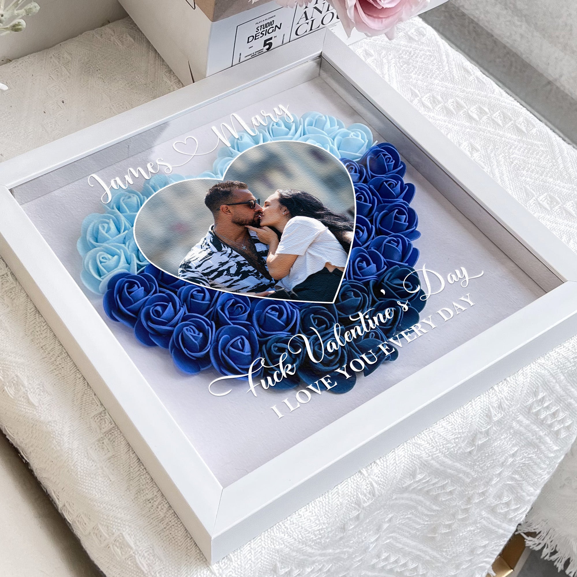 F*ck Valentine's Day I Love You Every Day - Custom Photo Flower Shadow Box