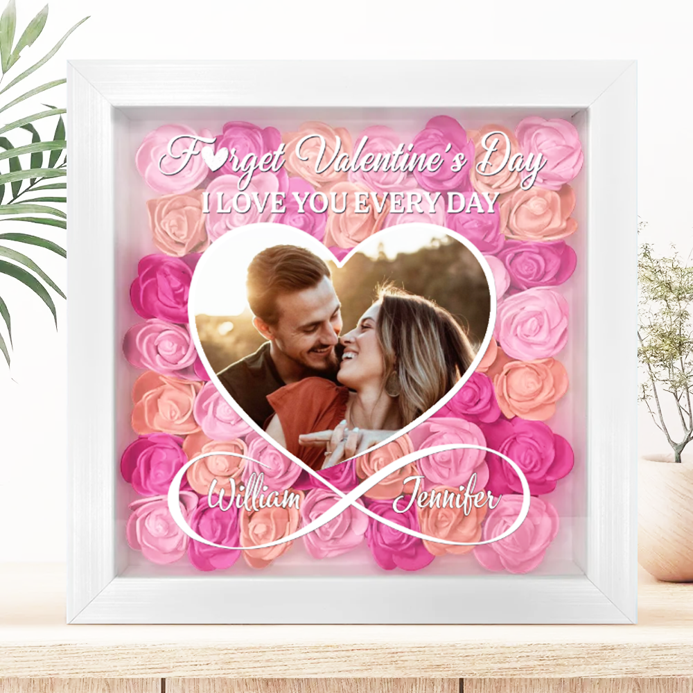 Custom Photo I Love You Everyday - Personalized Flower Shadow Box