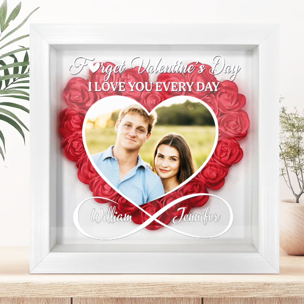 Custom Photo I Love You Everyday - Personalized Flower Shadow Box
