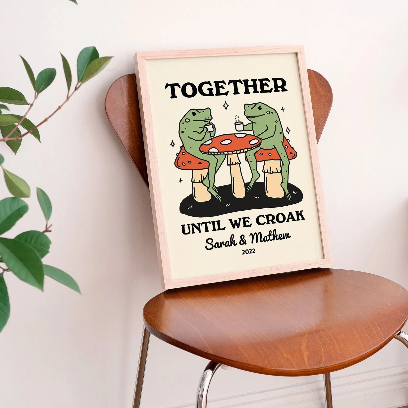50%OFF⭐️Personalized Couple Print, Custom Frog Illustration Frame