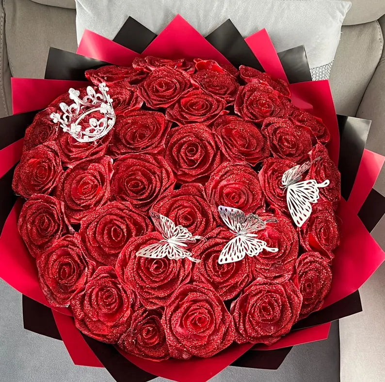 💕Beautiful Rhinestones Bouquet of Forever Glitter Roses (Never Fade)💐—Perfect Valentine's Day Gift