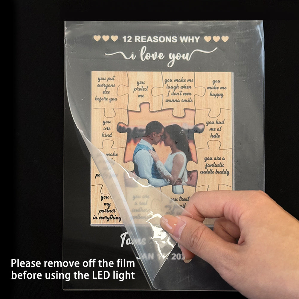 50%OFF⭐️12 Reasons Why I Love You Puzzle Custom Photo LED Acrylic Night Light
