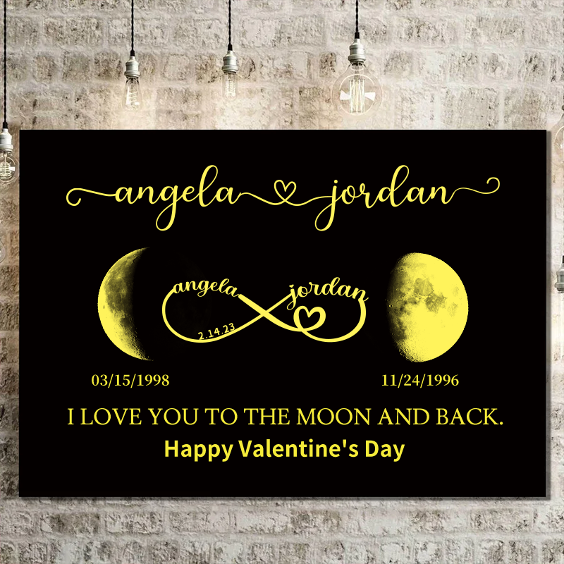 Custom Moon Phase Frame With Text & Date- This is How the Moon Looked Like on the Day we Met / Got Married / Engaged