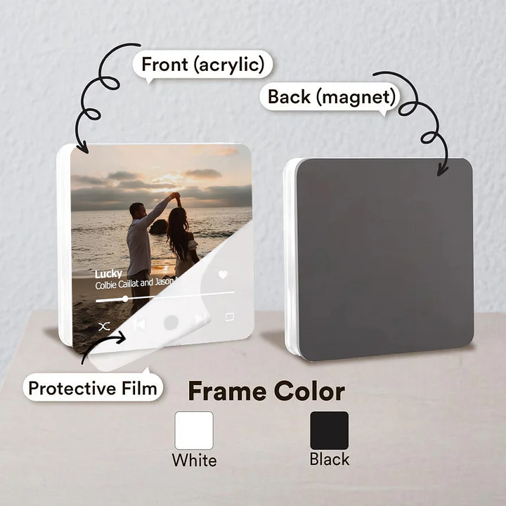 Custom Photo Fridge Magnet With Album Cover - Couple Gifts