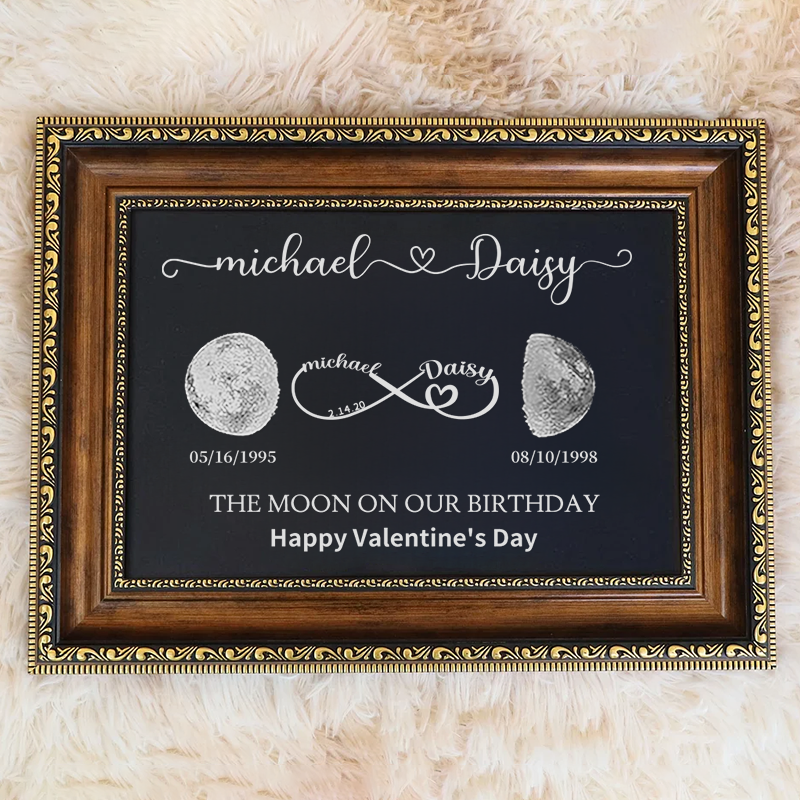 Custom Moon Phase Frame With Text & Date- This is How the Moon Looked Like on the Day we Met / Got Married / Engaged