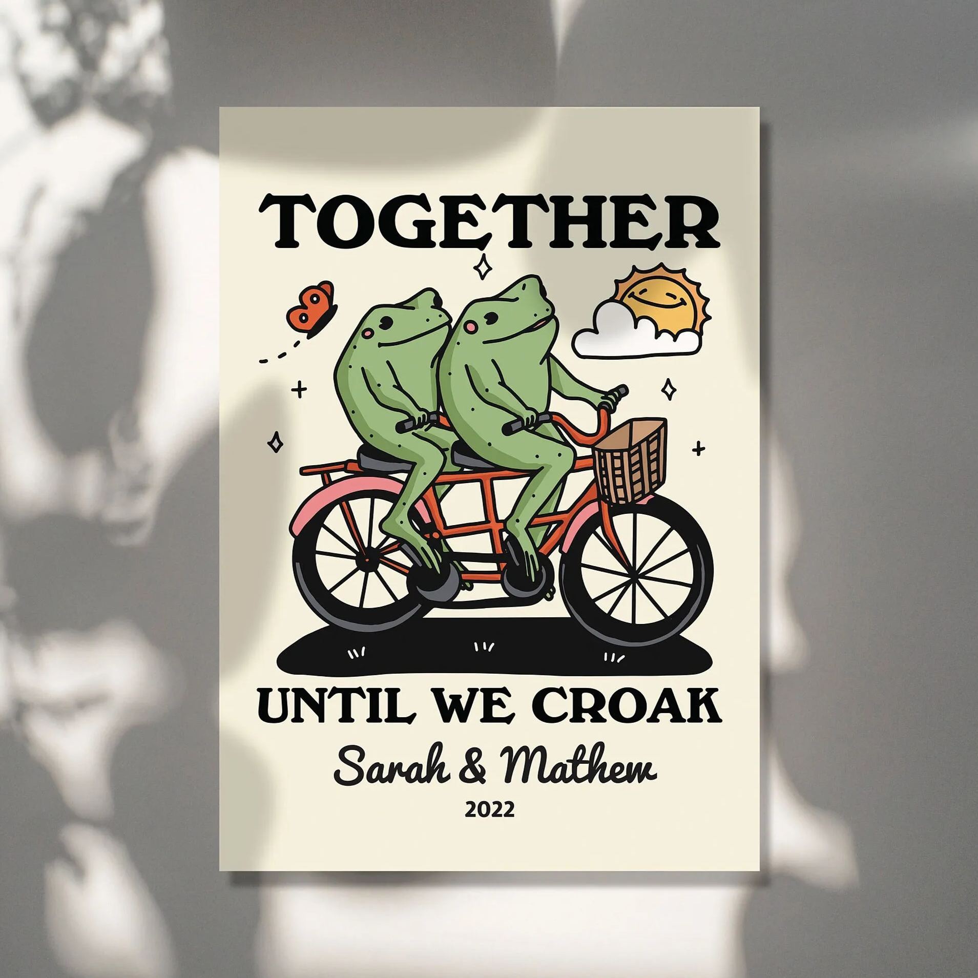 50%OFF⭐️Personalized Couple Print, Custom Frog Illustration Frame