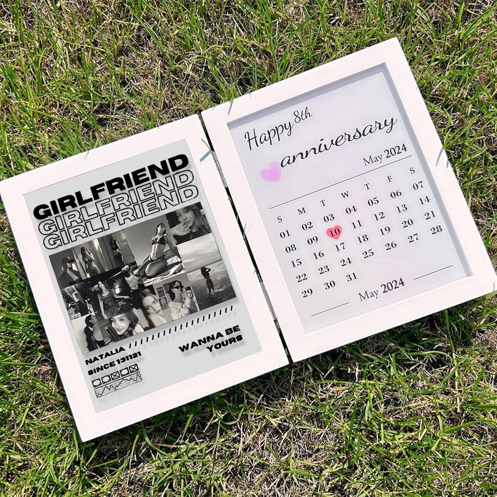 Personalized Girlfriend Photo Frame With Anniversary Calendar