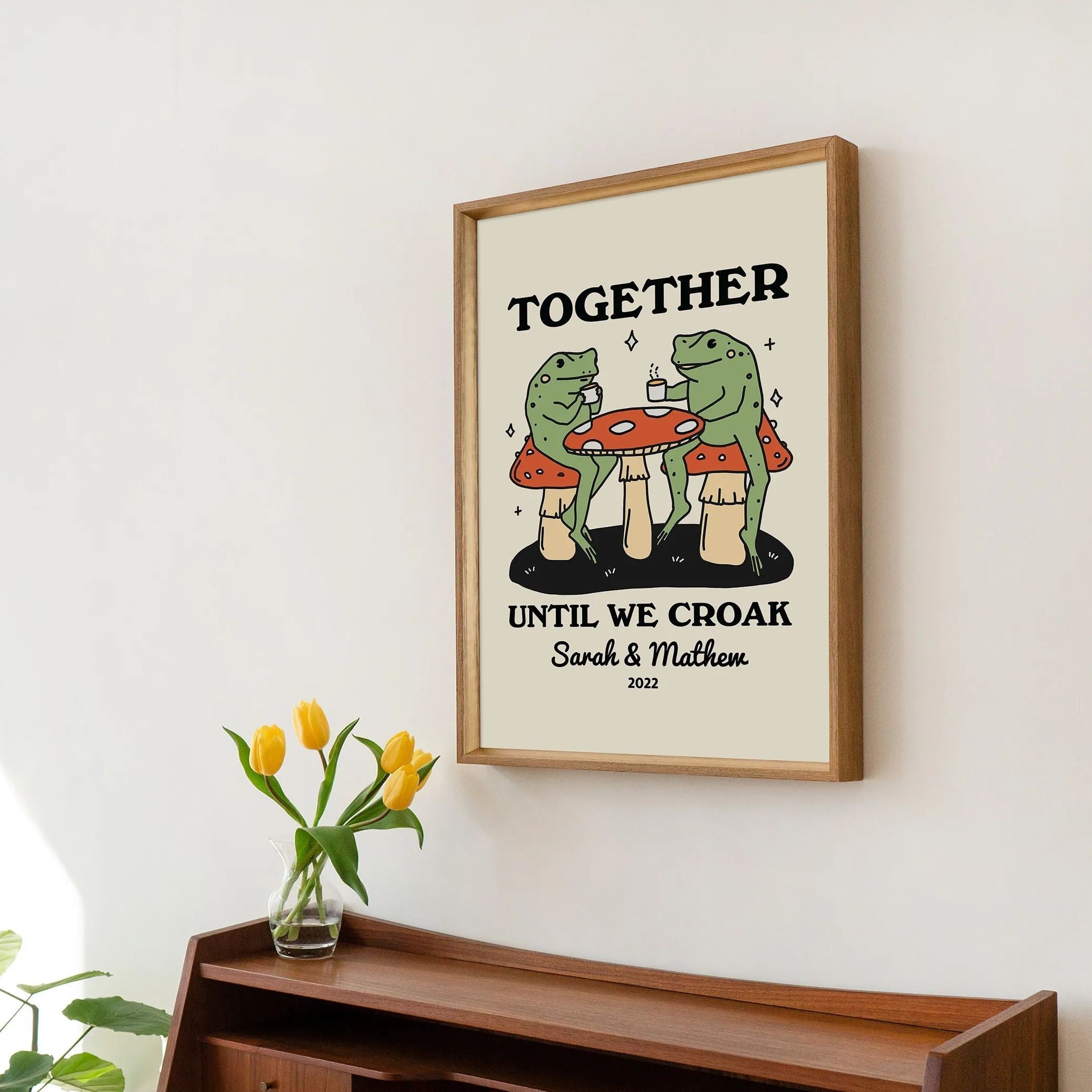 50%OFF⭐️Personalized Couple Print, Custom Frog Illustration Frame