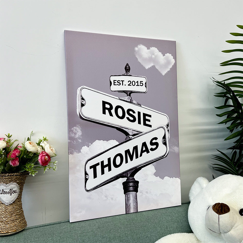 50%OFF⭐️Personalized Names Street Heart Sign Wall Art Frame