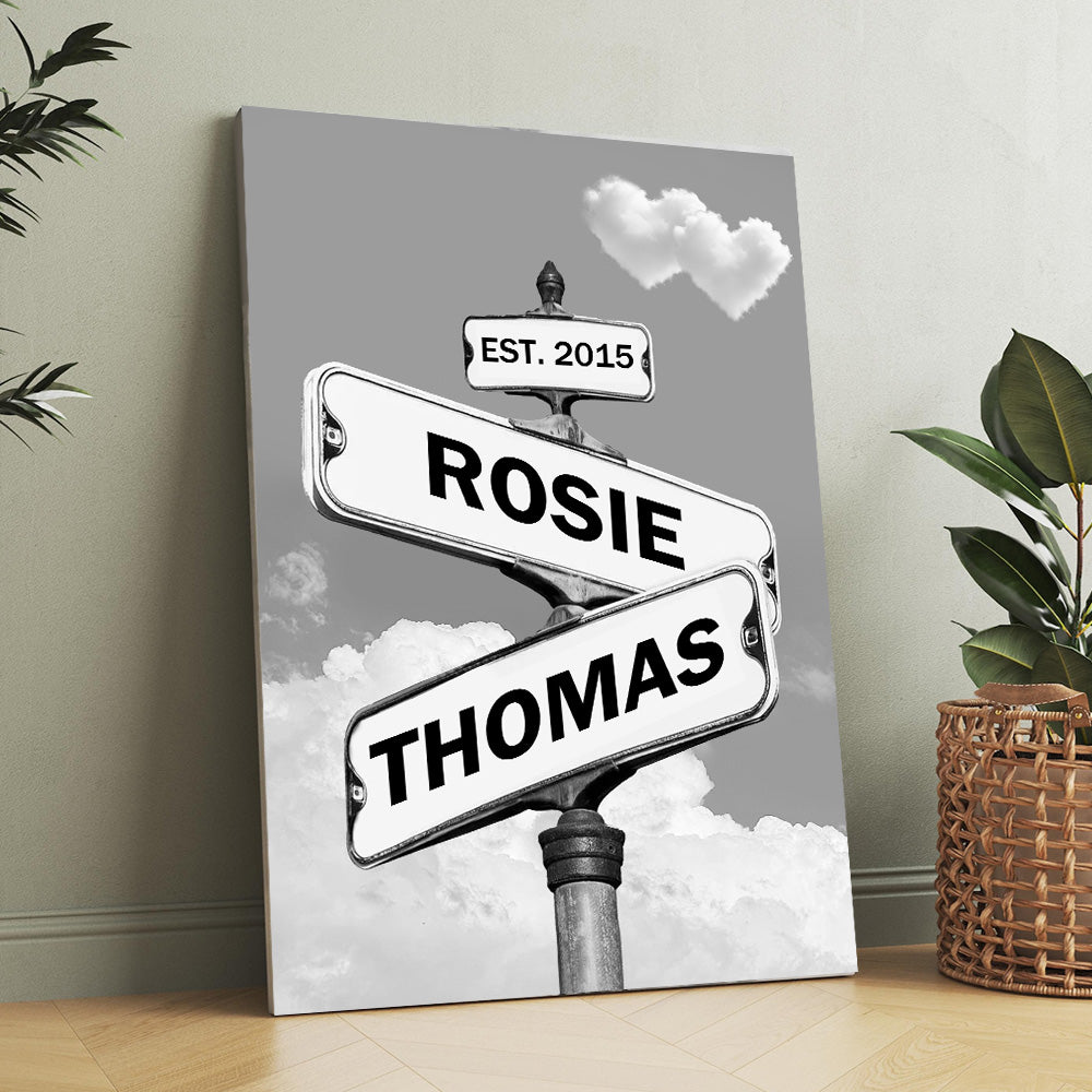 50%OFF⭐️Personalized Names Street Heart Sign Wall Art Frame