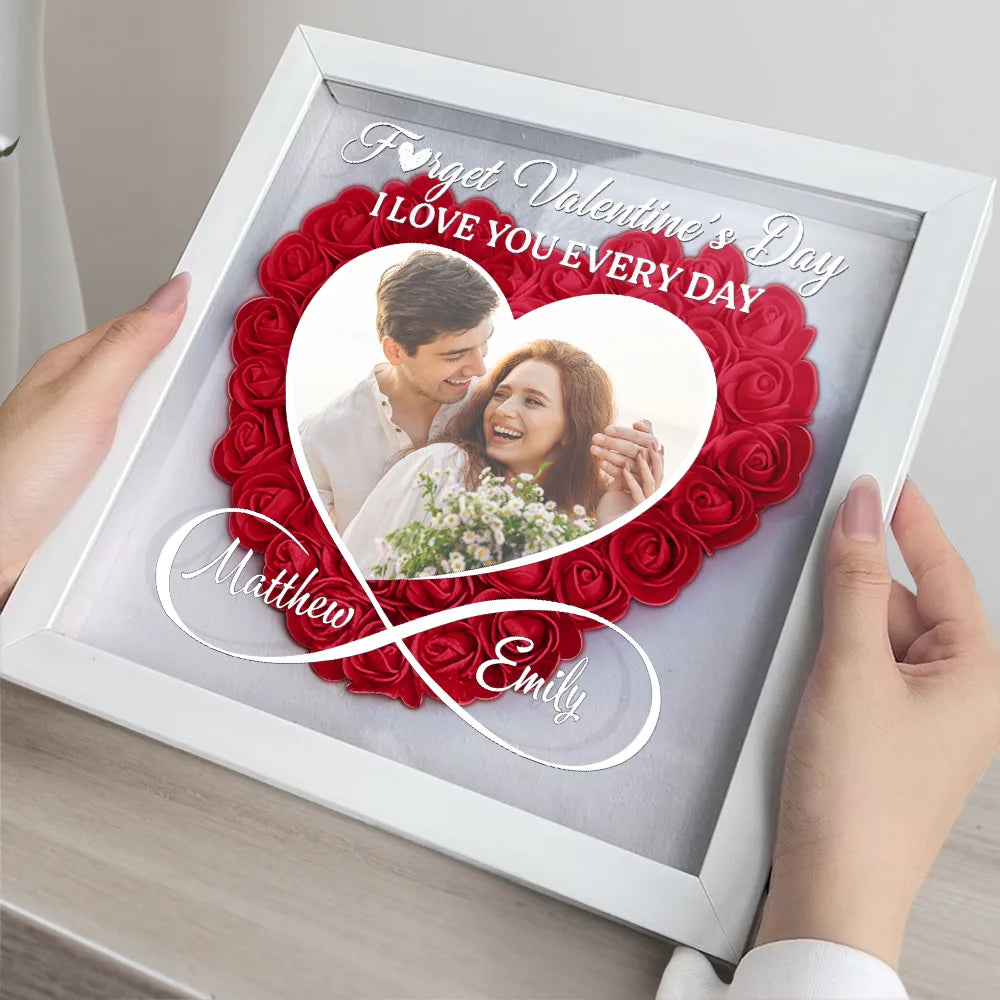 Custom Photo I Love You Everyday - Personalized Flower Shadow Box