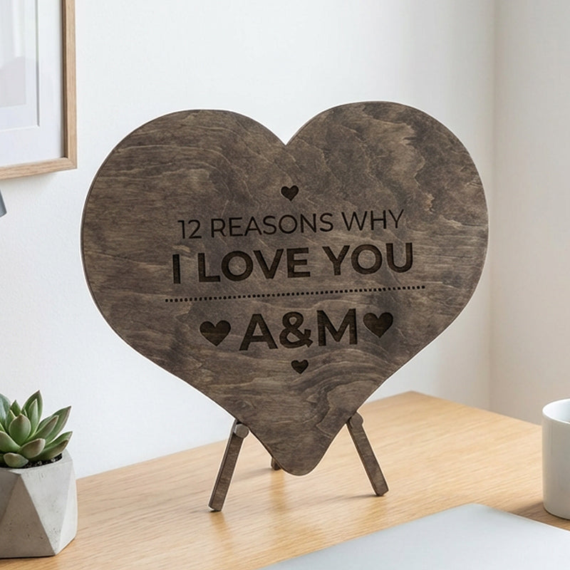 12 Reasons Why I Love You Unique Wooden Puzzle Valentine Gifts for Him/Her