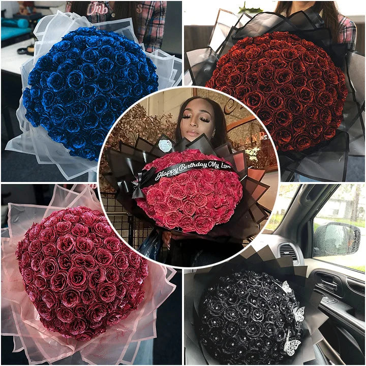 💕Glitter Rose Bouquet💕Everlasting Rose Bouquet (Never Wither)