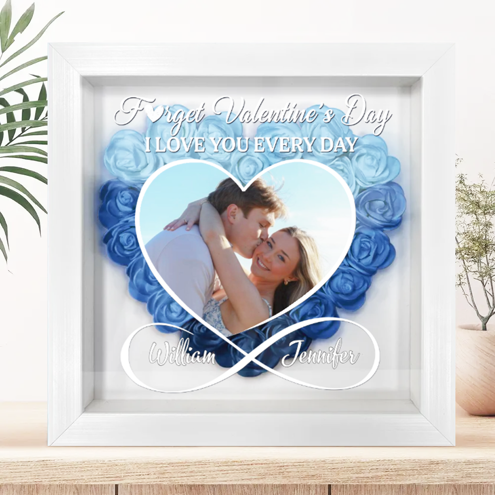 Custom Photo I Love You Everyday - Personalized Flower Shadow Box