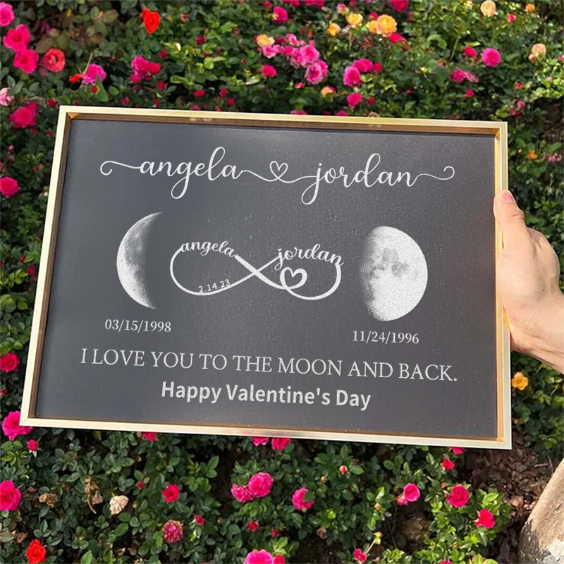 Custom Moon Phase Frame With Text & Date- This is How the Moon Looked Like on the Day we Met / Got Married / Engaged