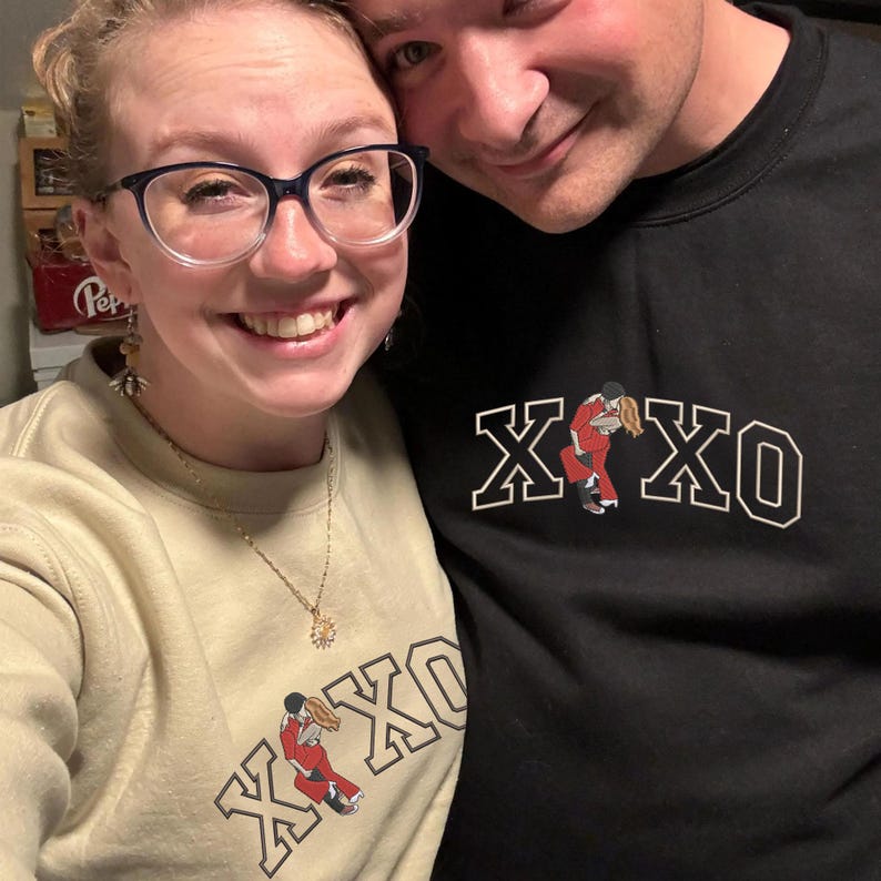 Custom Couple Portrait Embroidered XOXO Sweatshirt