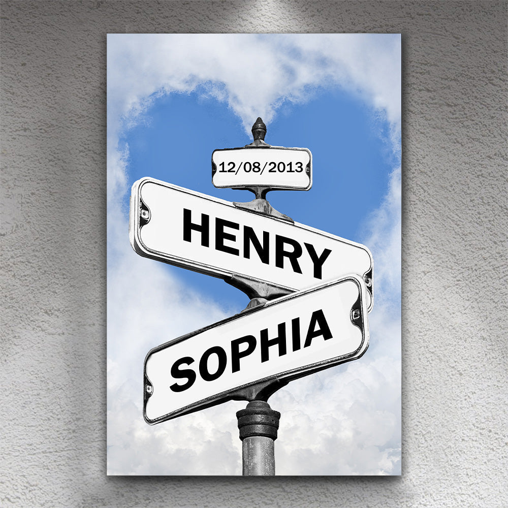 50%OFF⭐️Custom Names Street Heart Sign Wall Art Frame For Couple