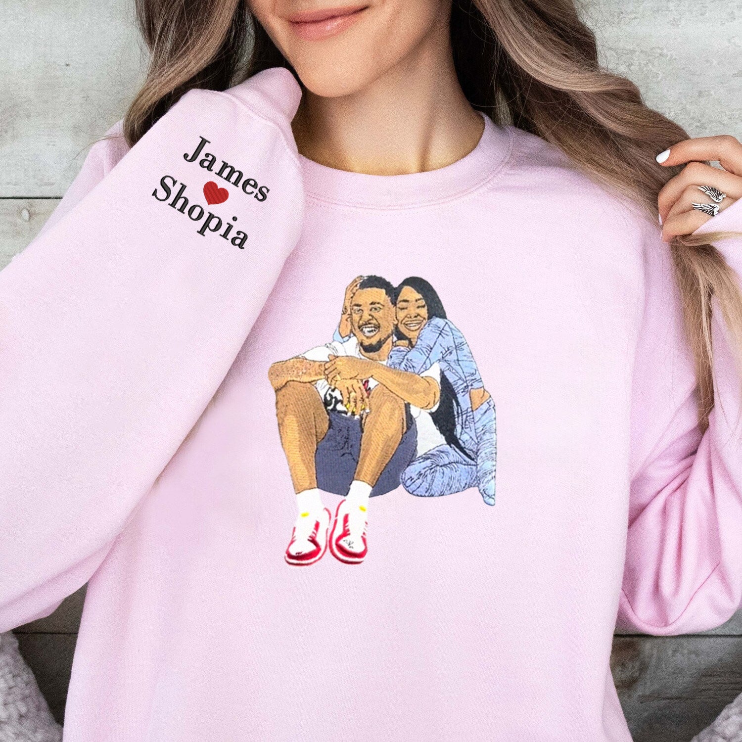 Custom Couple Full Color Embroidered Sweatshirt - ๐ Best Gifts to Lover ๐