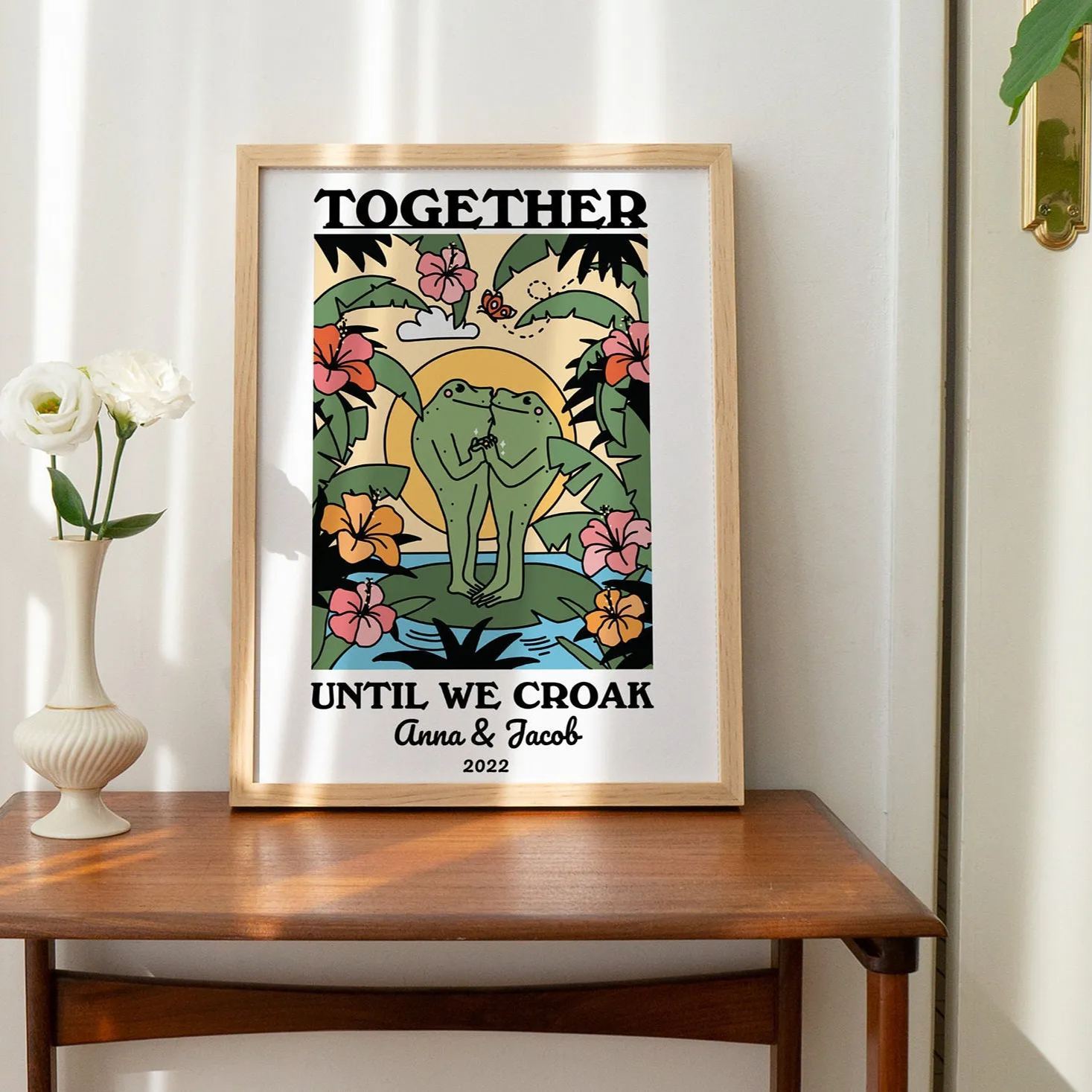 50%OFF⭐️Personalized Couple Print, Custom Frog Illustration Frame