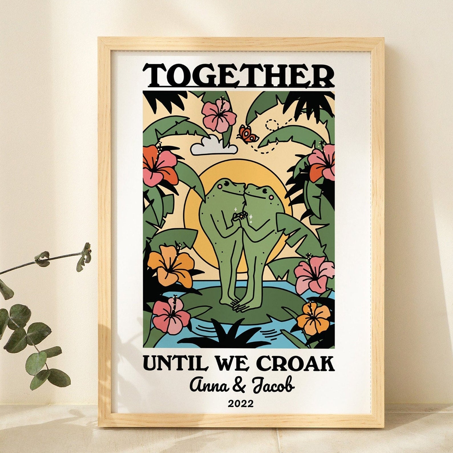 50%OFF⭐️Personalized Couple Print, Custom Frog Illustration Frame
