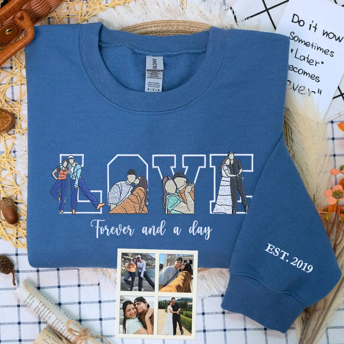 ✨ Custom Couple Love Life Photo Portrait Shirt, Sweatshirt or Hoodie – Personalized Embroidered Gift for Him & Her
