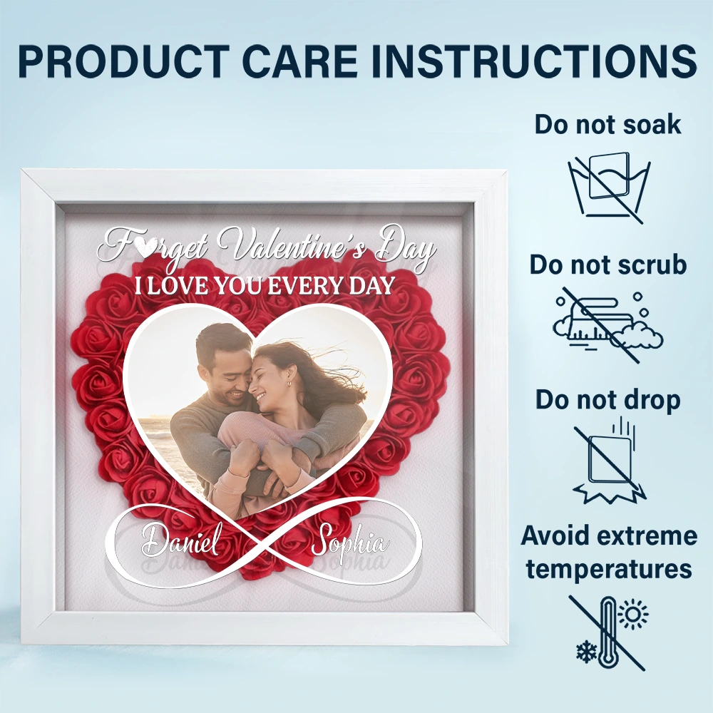 Custom Photo I Love You Everyday - Personalized Flower Shadow Box