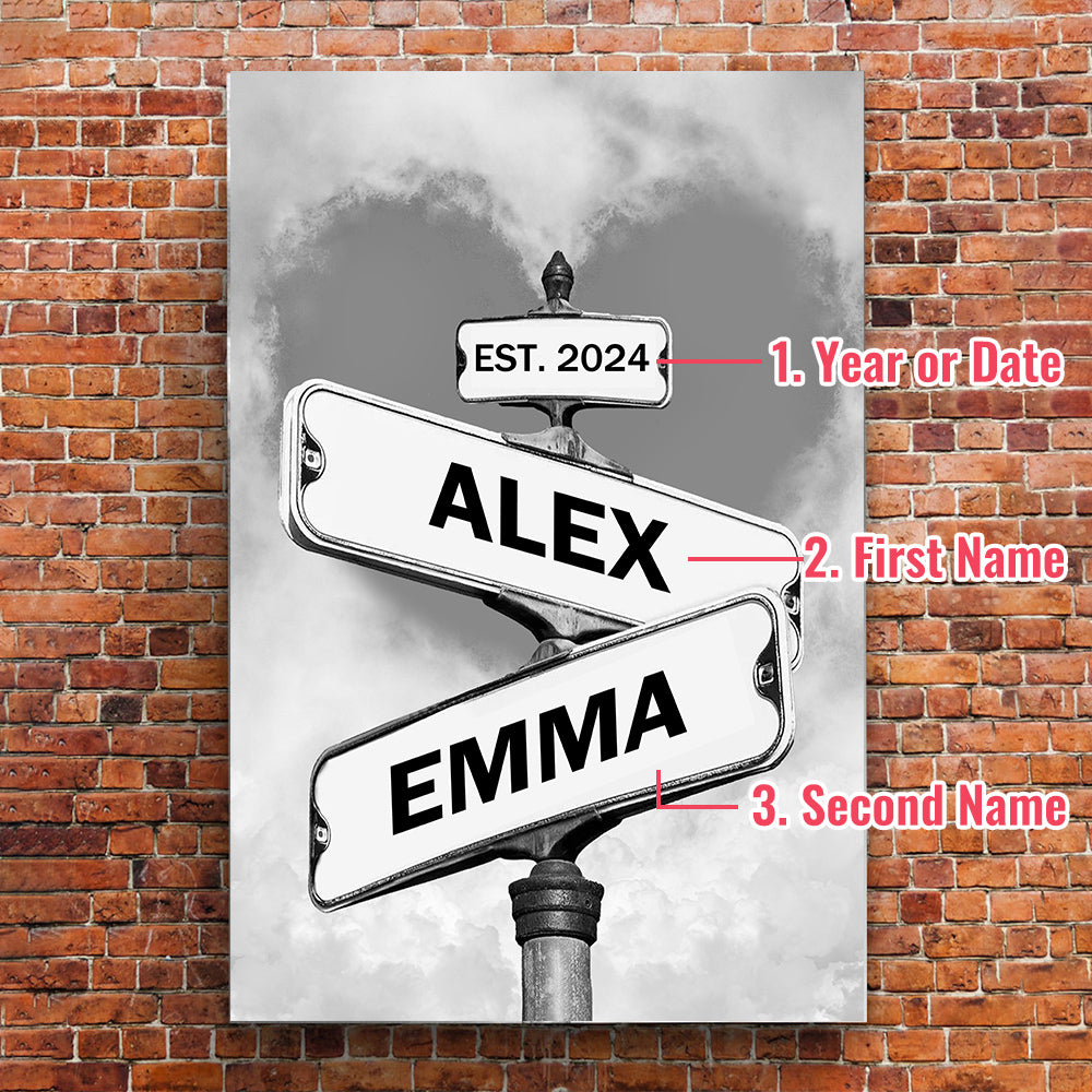 50%OFF⭐️Custom Names Street Heart Sign Wall Art Frame For Couple