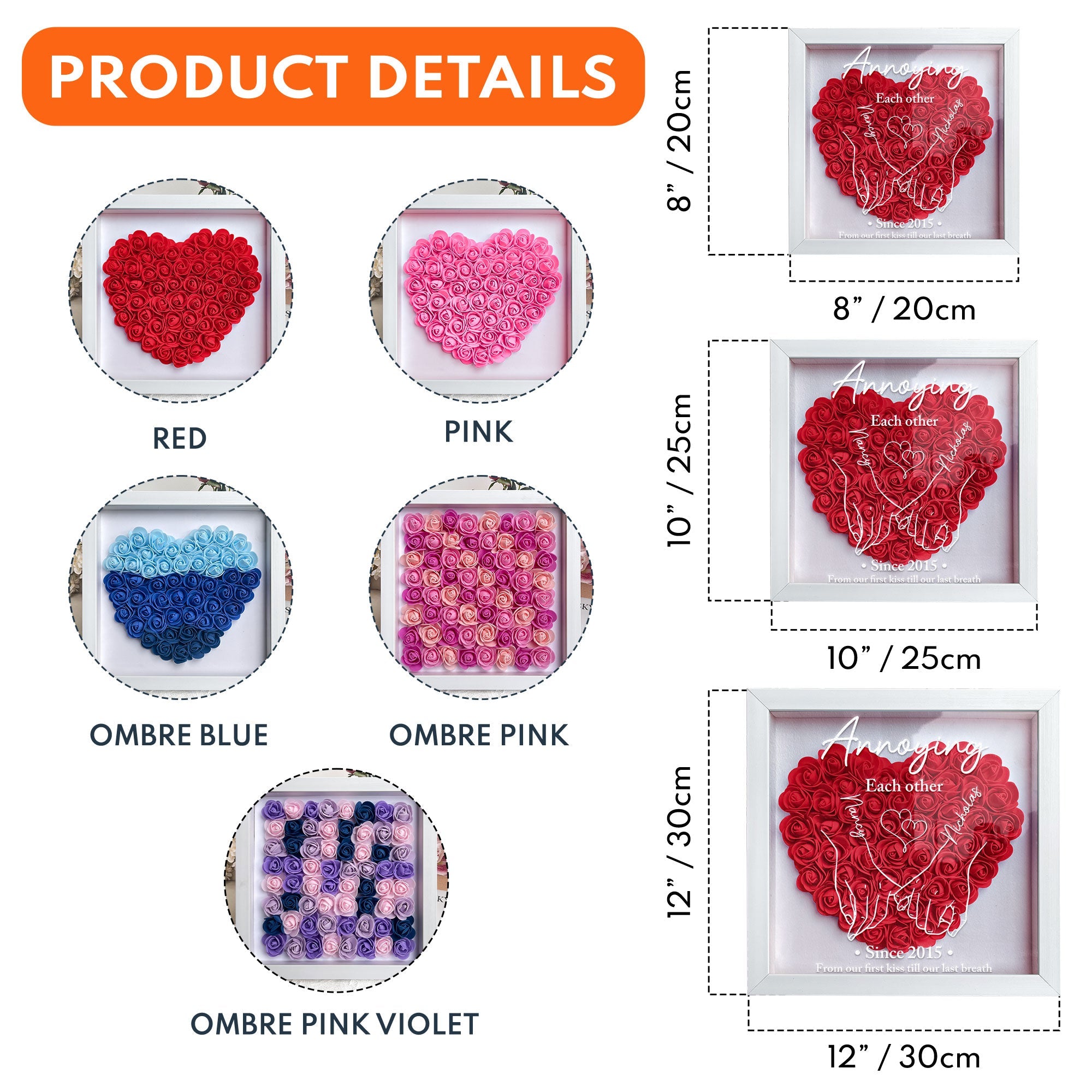 Annoying Each Other Since Couple Hands - Custom Flower Shadow Box