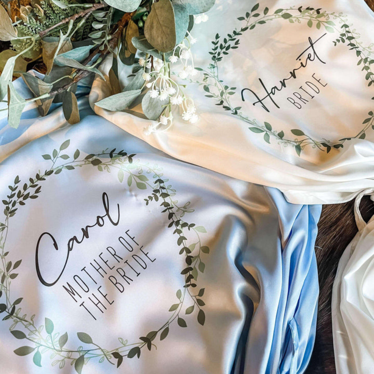 Personalized Sage Bridesmaid Robes | Bridesmaid Silk Robes