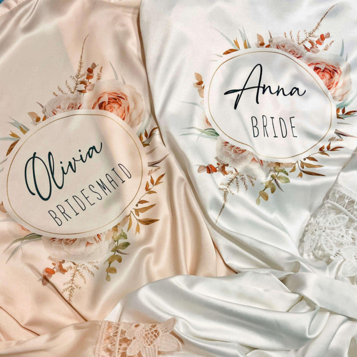 Personalized Sage Bridesmaid Robes | Bridesmaid Silk Robes
