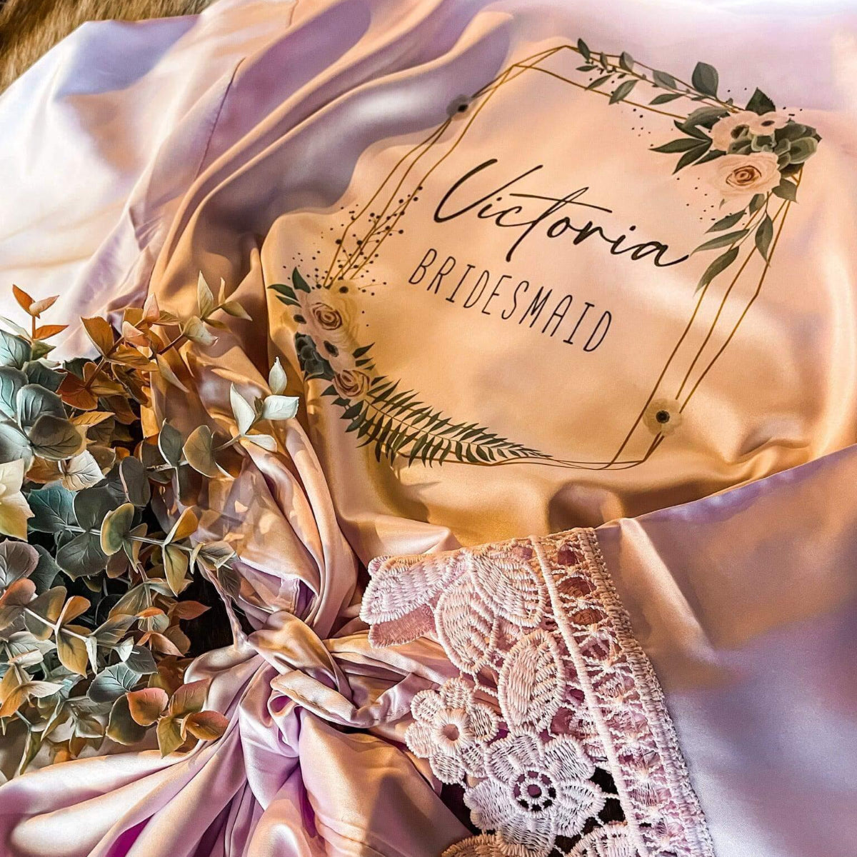 Personalized Sage Bridesmaid Robes | Bridesmaid Silk Robes