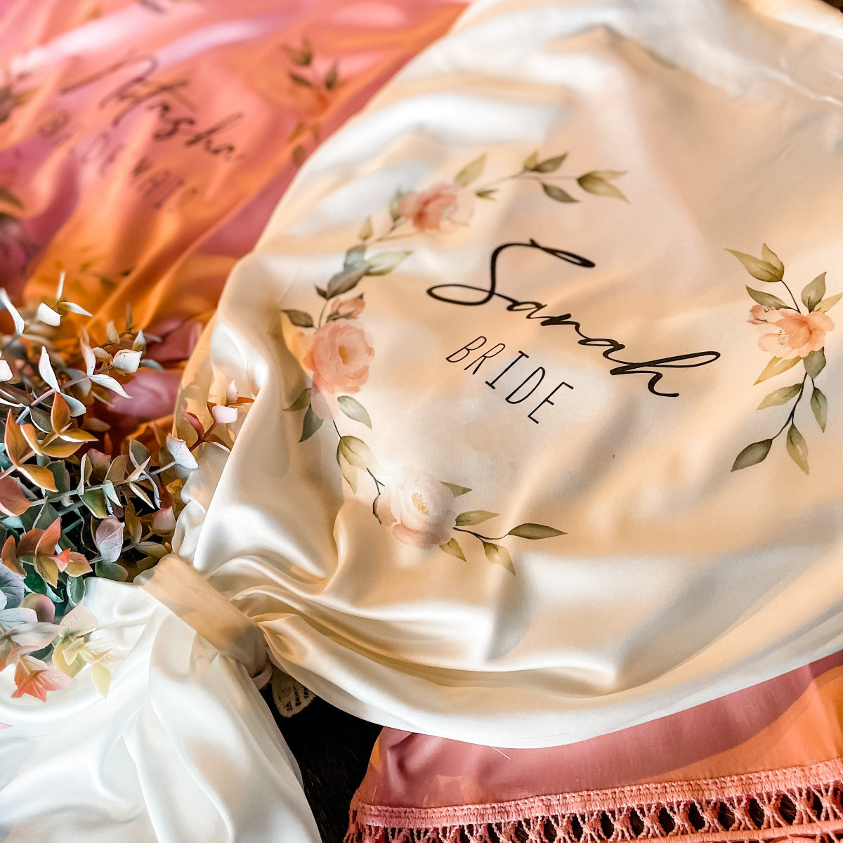 Personalized Sage Bridesmaid Robes | Bridesmaid Silk Robes