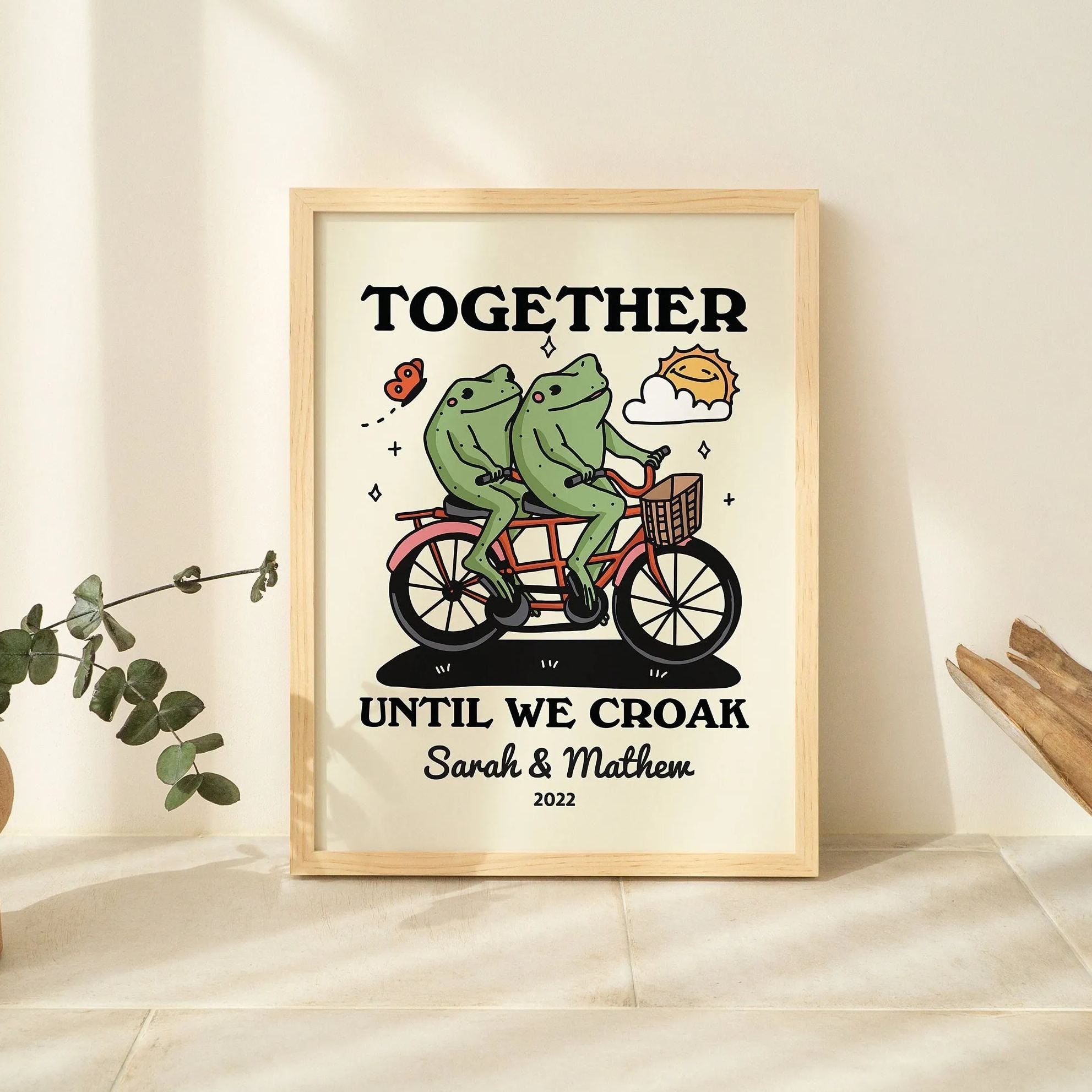 50%OFF⭐️Personalized Couple Print, Custom Frog Illustration Frame