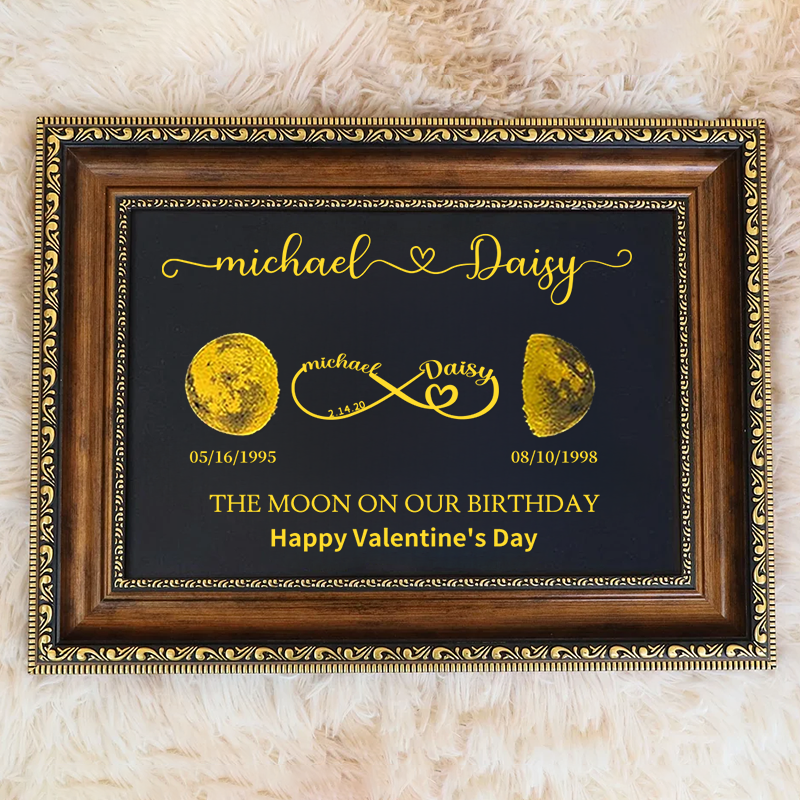 Custom Moon Phase Frame With Text & Date- This is How the Moon Looked Like on the Day we Met / Got Married / Engaged