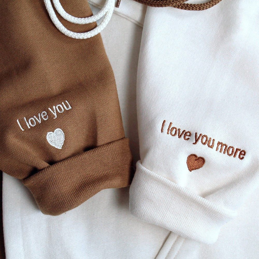 Embroidered Couple Portrait Sweatshirt with Roman Numeral Date,Couples Gift