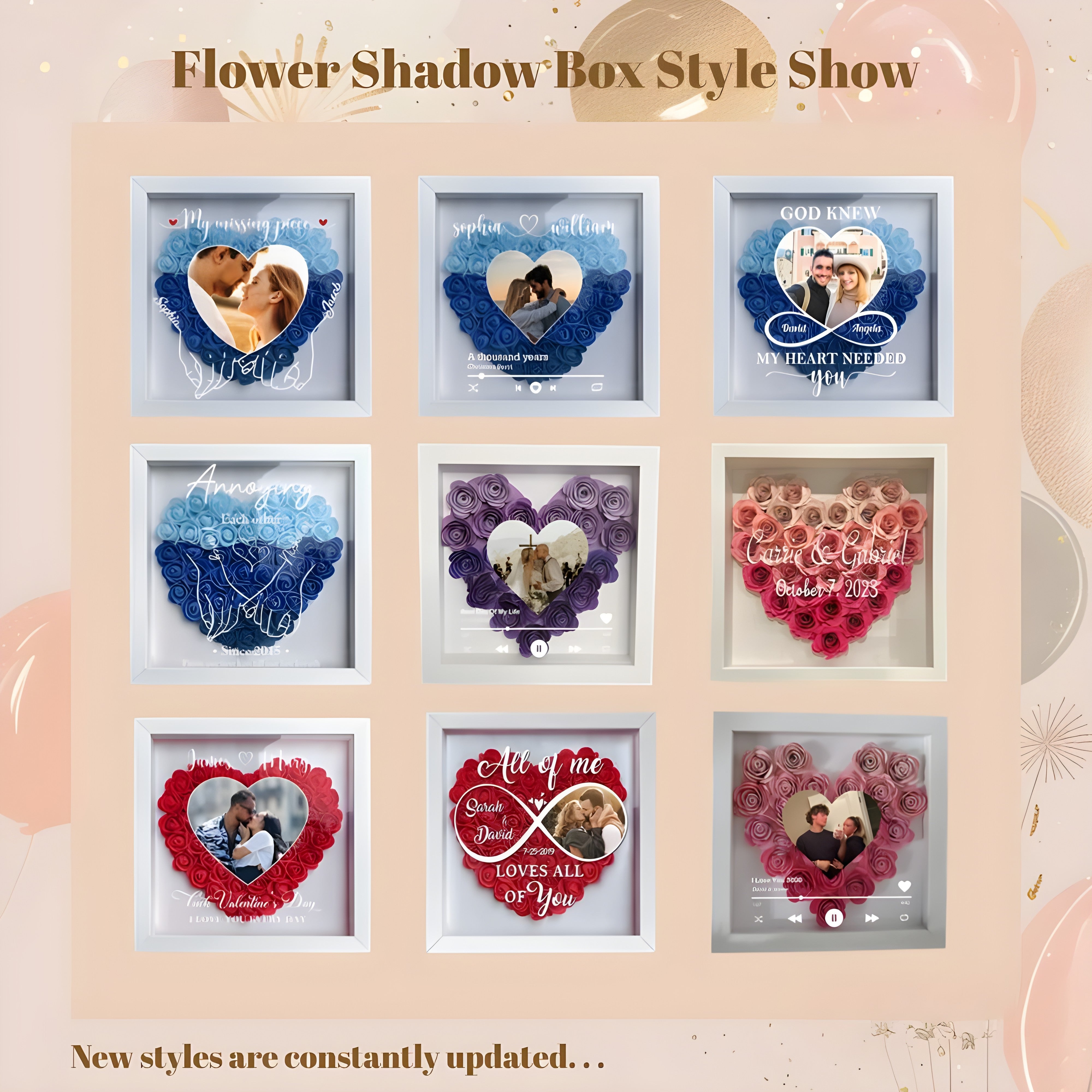 Custom Photo I Love You Everyday - Personalized Flower Shadow Box