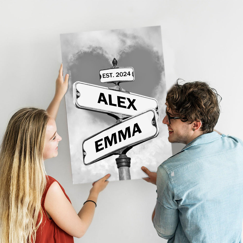50%OFF⭐️Custom Names Street Heart Sign Wall Art Frame For Couple