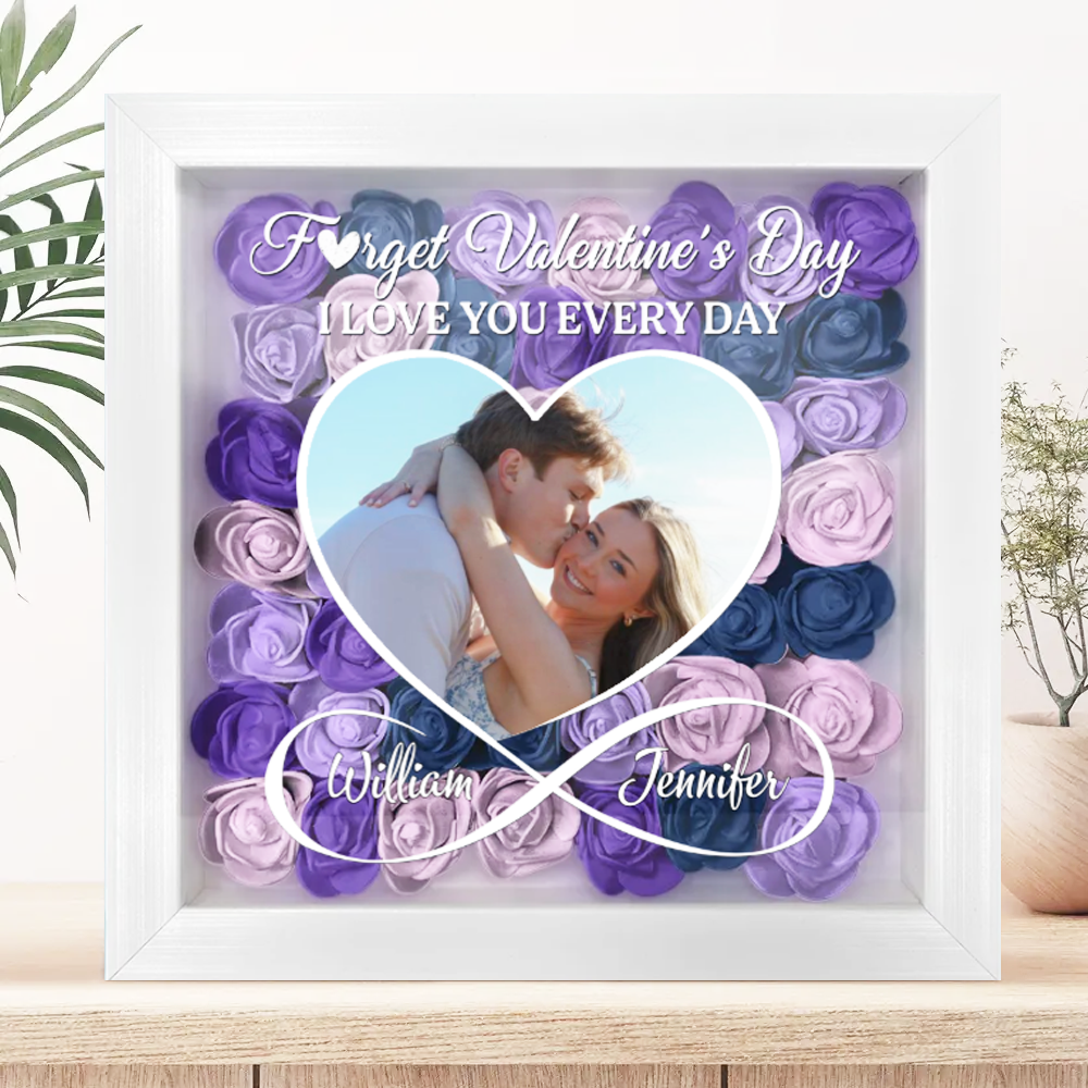 Custom Photo I Love You Everyday - Personalized Flower Shadow Box