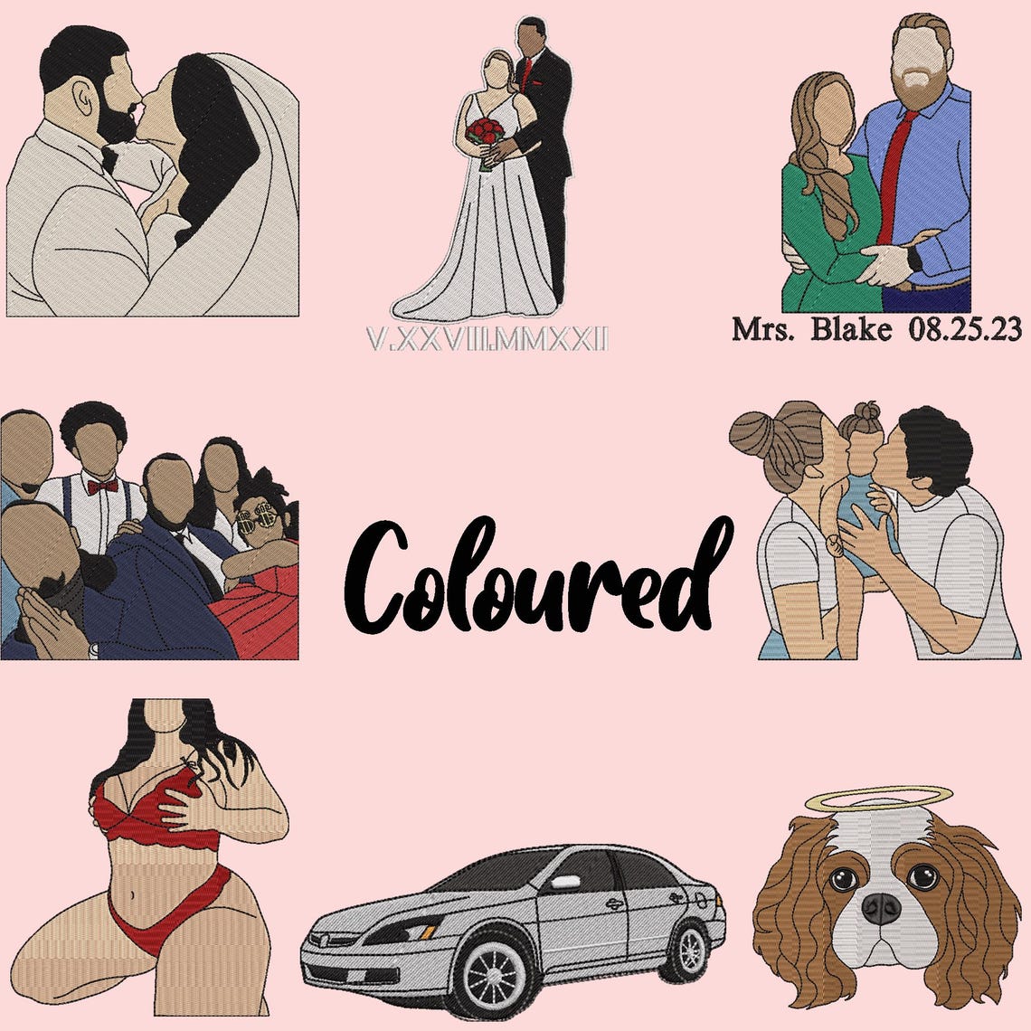 Custom Embroidered Portrait Sweatshirt from Photo For Couple ,Valentine’s Day Gift