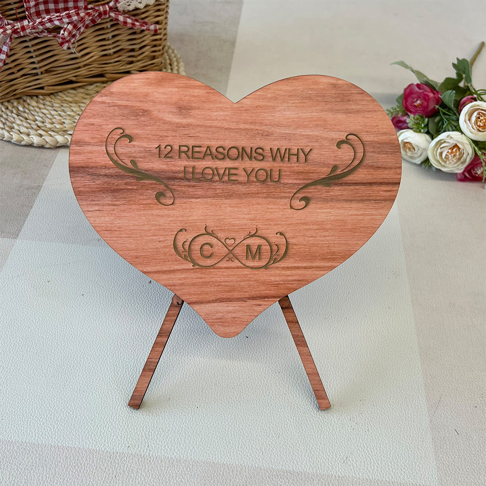 50%OFF⭐️12 Reasons Why I Love You Unique Puzzle Custom Photo Wooden Frame Gift