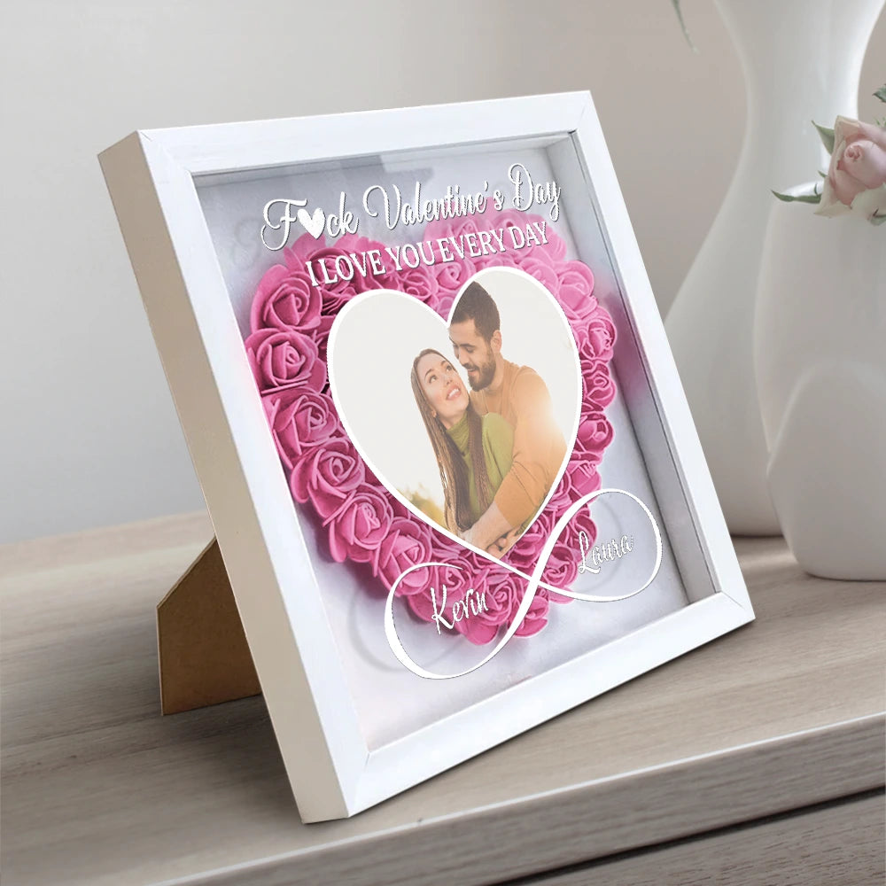 Custom Photo I Love You Everyday - Personalized Flower Shadow Box