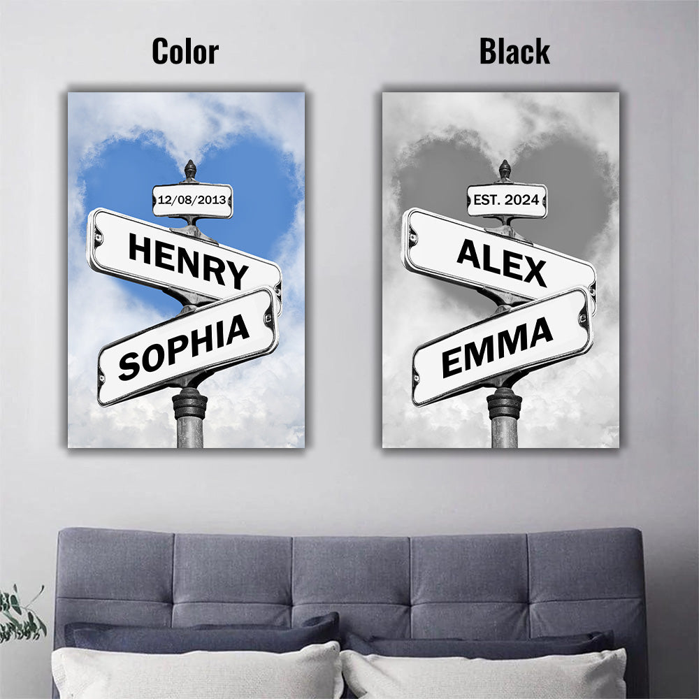 50%OFF⭐️Custom Names Street Heart Sign Wall Art Frame For Couple