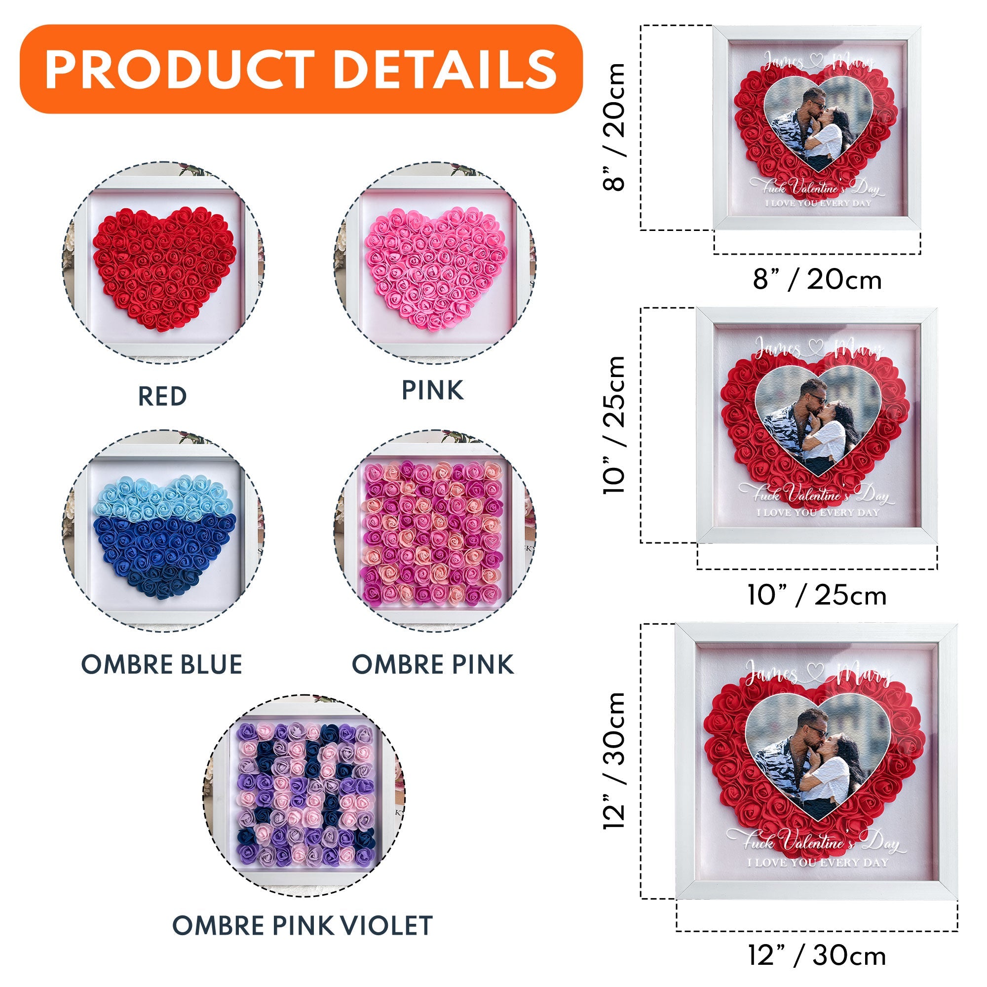 F*ck Valentine's Day I Love You Every Day - Custom Photo Flower Shadow Box