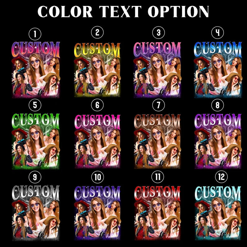 Custom Photo Bootleg Girlfriend 6 Face 90s Retro Vintage T-Shirt