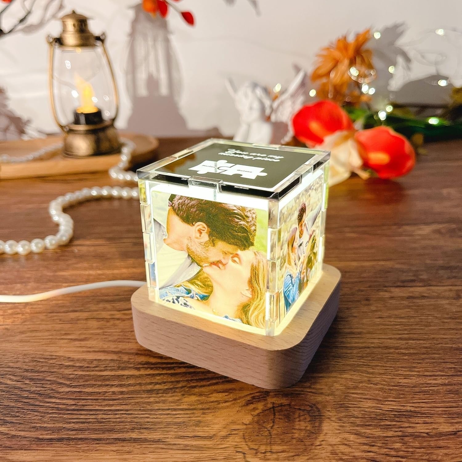 You are my missing piece-Personalized acrylic photo night light for couples