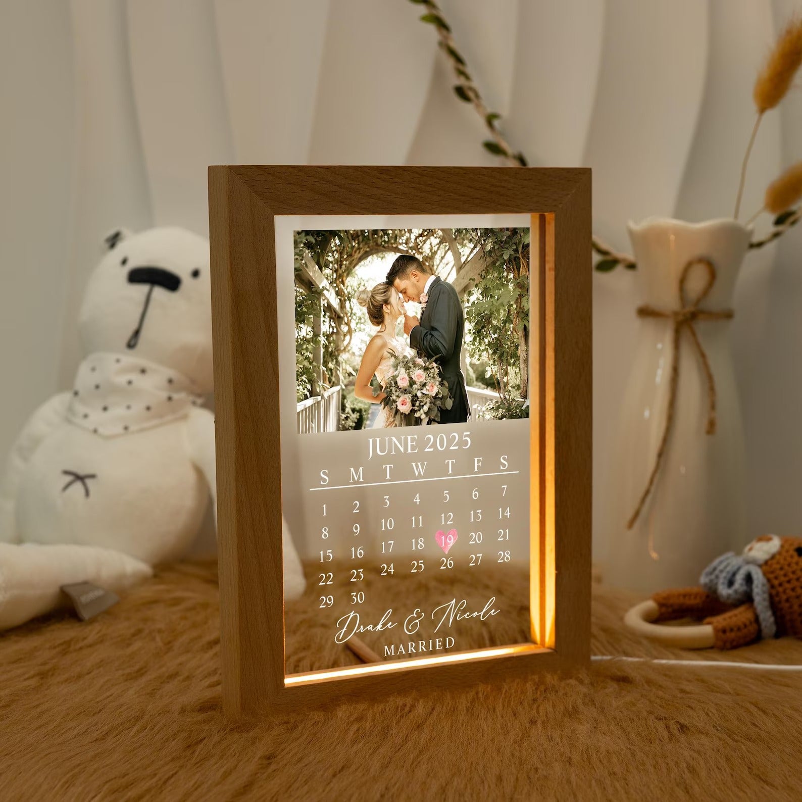 Custom Couple Photo LED Light, Anniversary Gift