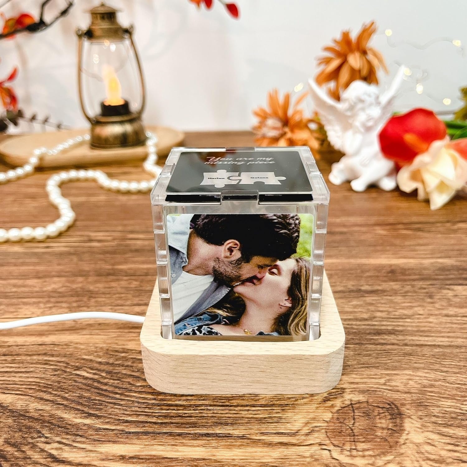You are my missing piece-Personalized acrylic photo night light for couples