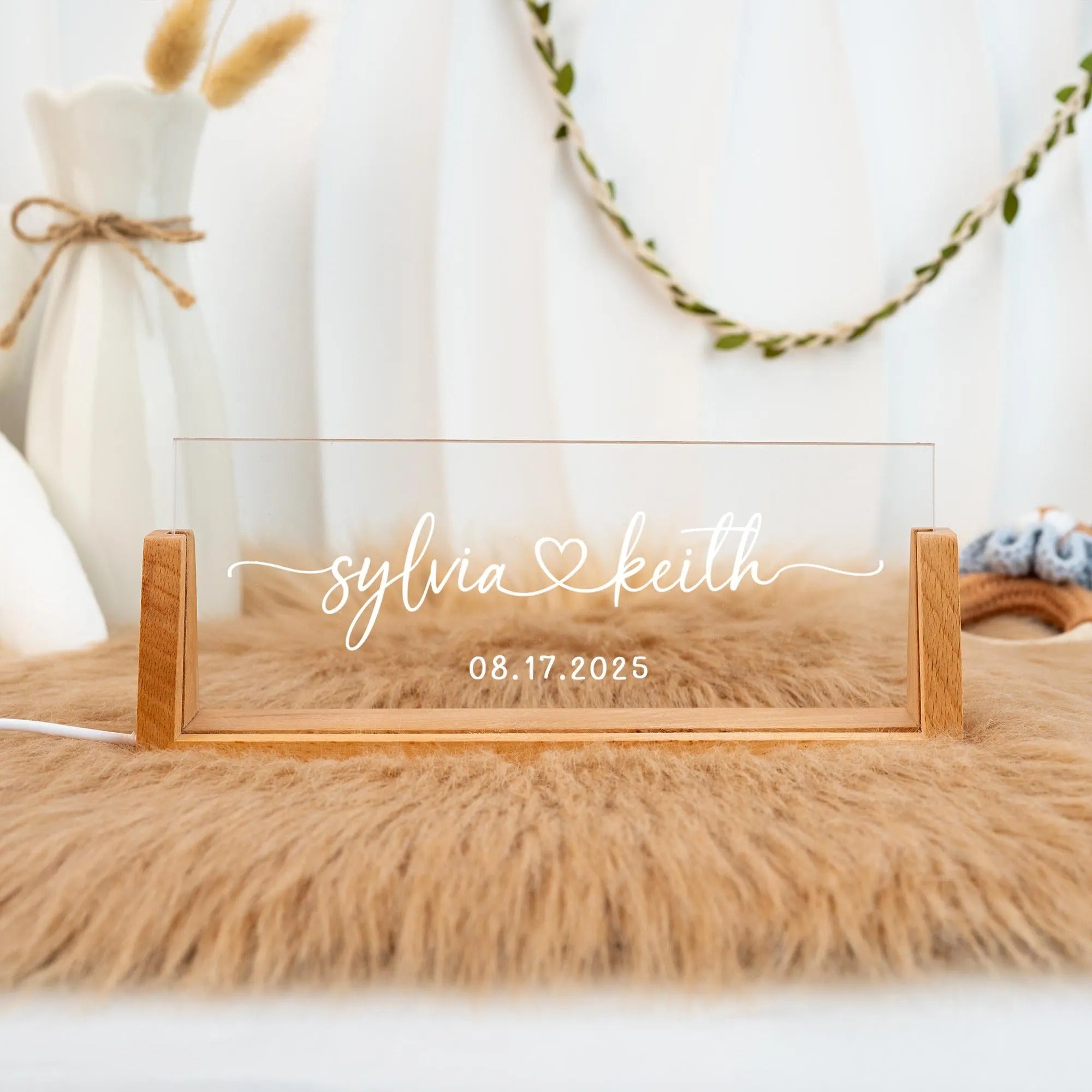 Custom Names and Date Lamp,Custom Wedding Night Light,Anniversary Gift,Romantic Gift for Couple