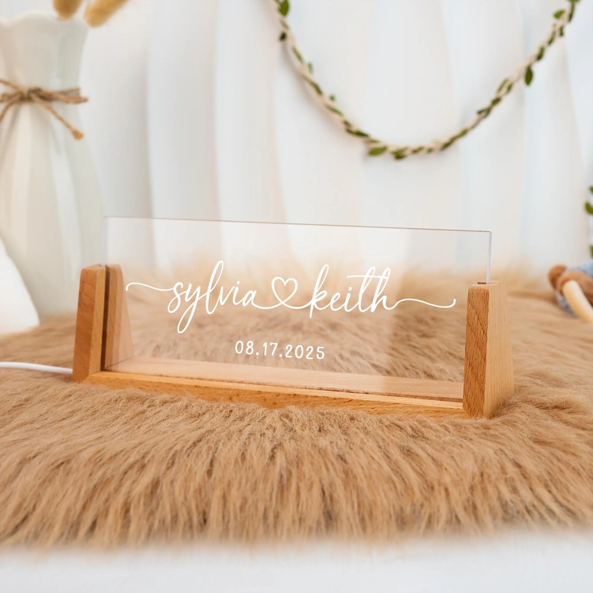 Custom Names and Date Lamp,Custom Wedding Night Light,Anniversary Gift,Romantic Gift for Couple